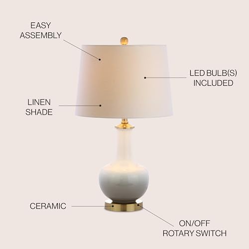 JONATHAN Y Gradient 25" Ceramic Metal LED Table Lamp Bedside, White/Gray