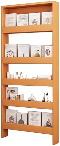 LINLIUA Behind the Door Bookshelf, 5 Shelf Behind Door Shelves with Storage, Space-Saving Wall Mount Narrow Bookcase Cabinet for Living Room Bedroom