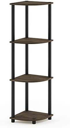 Furinno Turn-N-Tube Toolless 4-Tier Storage Shelves, Columbia Walnut