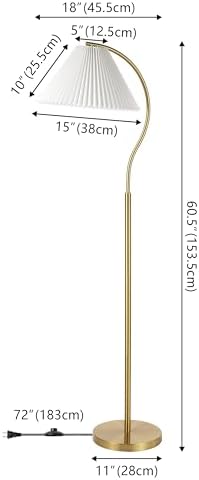 JONATHAN Y Devon 60.5" Modern Glam Arc Floor Lamp, Brass Gold