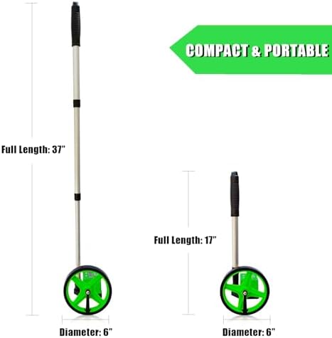 Zozen 6-Inch Measuring Wheel in Feet and Inches, Telescopic Handle, Green