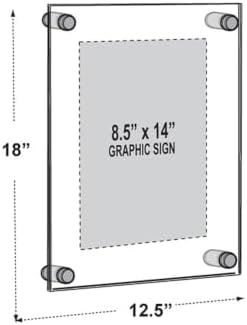Azar Displays 105506 Standoff Sign Holder, 8.5" W x 14" H,Clear