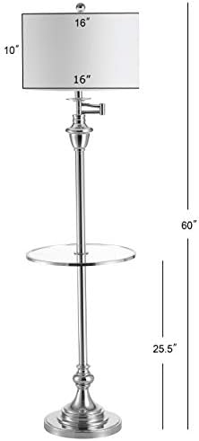 JONATHAN Y Cora 60" Metal Swing Arm Floor Lamp, Chrome/Clear