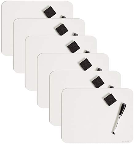 U Brands Mini Dry Erase Board for School, 6 Count with Markers and Erasers