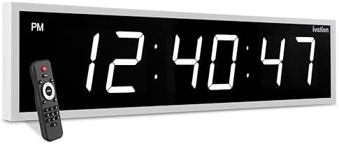 Ivation Oversized Digital Wall Clock with Large LED Display & Timer, 72"