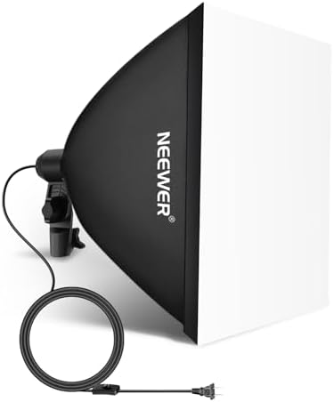 NEEWER 16x16in/40x40cm Softbox with E26 Porcelain Socket/Power Cord/White Diffuser/Stand Adapter, Durable Nylon Softbox Lighting Modifier for Studio Photography Lighting, SF4040 (US Plug)