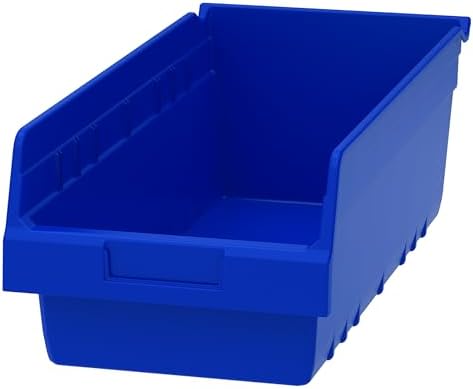 Akro-Mils 30088 Plastic Nesting ShelfMax Storage Bin Box, 18x8x6-Inch, Blue (8-Pack)