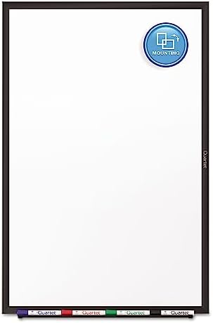 Quartet Dry Erase White Board 48"W x 36"H Non-Magnetic Whiteboard, Total Erase, Black Aluminum Frame (S534B)