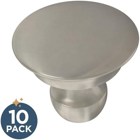 Franklin Brass 10 Pack Brushed Nickel Cabinet Knobs 1-3/16 inch (30mm) Kitchen Cabinet Handles and Drawer Knobs for Cupboards, Dressers, Furniture, Bathroom Vanity |Medici