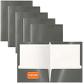 Better Office Products 2 Pocket Glossy Laminated Gray Paper Folders, Box of 25, Letter Size, Gray Paper Portfolios, 25 Pack