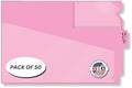 Doctor Stuff - Center Tab Vinyl Outguides, Diagonal Cut Front Pocket, Top Charge Out Slip Pocket, Plastic File Folder, Letter Size 9" x 13-1/4", Pink, 50/Box