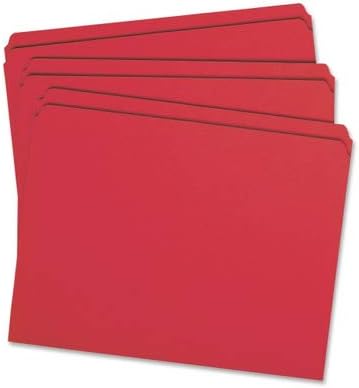 Smead File Folder, Reinforced Straight-Cut Tab, Letter Size, Red, 100 per Box (12710)