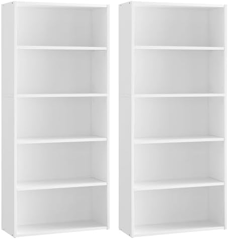 VASAGLE Set of 2 Bookshelves, 5-Tier Open, 23.6 Inches Wide