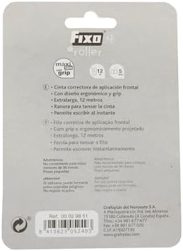 Fixo Roller | Extra Long White Tape Concealer | 5mmx12m | Ergonomic Design | Instant Drying | School Supplies