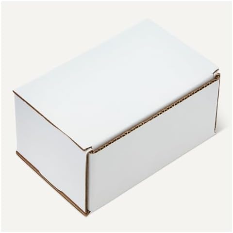 Amazon Basics White Shipping Boxes, Cardboard Mailer Box for Moving and Storage, Tab-Locking Flaps, Corrugated Cardboard, 6 x 4 x 3 inches, 50-Pack