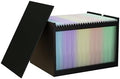 Bamboo Hanging File Organizer, Desktop File Box with Lids, 1 Pack, Black | Removable Lid, Clear Acrylic Side Panels, 2 Hanging Folders Included, Helps Reduce Dust, Letter & Legal Size, Easy Assembly