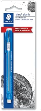 STAEDTLER Mars Plastic Eraser Pen with Refillable Holder, German-Made Eraser for Pencils, Smudge-Free & Tear-Free Precision, Retractable Design with Clip, Blue