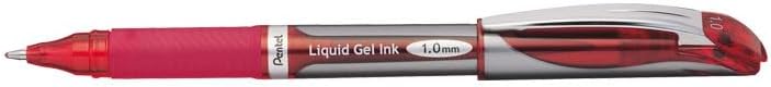 Pentel ENER-GEL Deluxe Liquid Gel Pen, Bold Line, Metal Tip, Red Ink, Box of 12 (BL60-B)