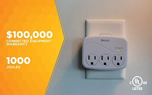 Southwire Woods Surge Protector - 3 Power Outlets - 1000J Electrical Overload Protection - Slim Design - Space Saving Surge Protector - Indoor Use