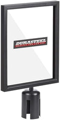 DuraSteel Stanchion Sign Holder 8.5" x 11" Paper Size - Double Sided Portrait Display w/Plexiglass Cover - Black Stanchions Crowd Control Metal Outdoor Sign Holder Stand - NOT Fit US Weight Stantions
