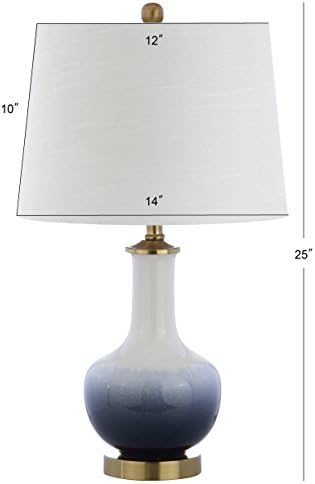 JONATHAN Y JYL3019A Gradient 25" Ceramic/Brass LED Table Lamp Contemporary Traditional Bedside Desk Nightstand Lamp for Bedroom Living Room Office College Bookcase LED Bulb Included, White/Navy