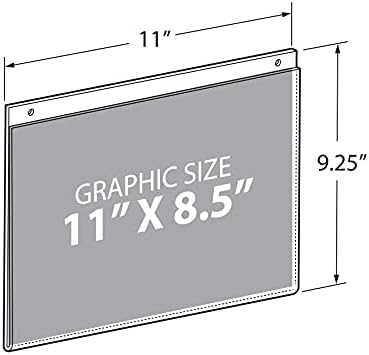Azar 162715 Acrylic Horizontal Wall Mount Sign Holder, 10 Count, 11 in W x 8.5 in H
