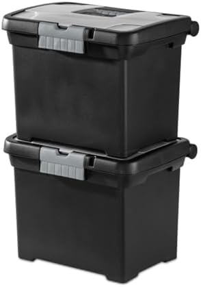 Sterilite Portable File Box with Latching Lids for Home and Office, 12-Pack | Heavy-Duty and Stackable Plastic Containers with Latches for Closet, Cabinet, Bedroom, Bathroom and Dorm Room Organization