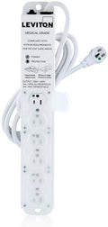 Leviton Medical Grade Surge Protective Power Strip, 15-Amp, 125-volt, 6-Outlets, 7-Feet Cord Length, 5306M-1S7