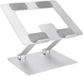 Amazon Basics Sturdy and Portable Ergonomic Laptop Stand for Desk, Height Adjustable Riser with Ventilated Cooling, Foldable, Fits all Laptops up to 15.6 Inch, Silver