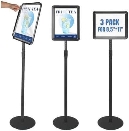 HUAZI 3PACK Sign Stand Holder 8.5×11-Inch Adjustable Black