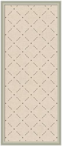 Kate and Laurel Framed Fabric Pinboard 18 x 42, Green Lattice Pattern Printed Linen Classic Bulletin Board for Use as a Vision Board or Wall Organization, Florence Silver Frame
