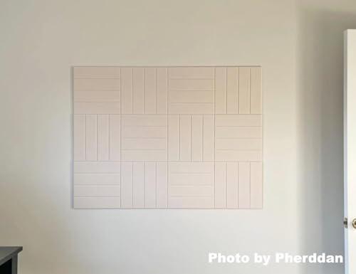 Felt Bulletin Board Tiles | Modern Cork Board Alternative | Large Cork Boards for Walls | Aesthetic Felt Wall Panels for Office & Home Decor | Pinboard & Photo Board (12-Pack) | Beige