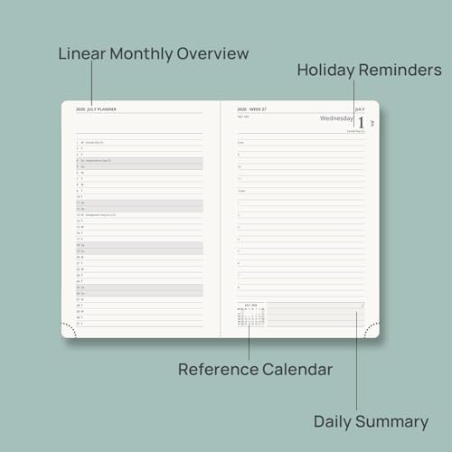 POPRUN 2026-2027 Daily Planner One Page Per Day, 5.75" x 8.5" Day Planner