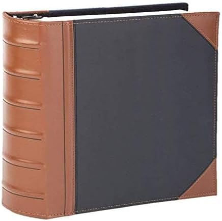 Executive Binder, English Leather 2 Tone with Stitching and Ribbed Spine, Heavy Duty 3 D-Ring with Boosters, Black (2" inch, 1PK)