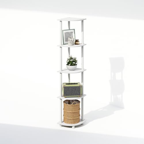 Furinno Turn-N-Tube Toolless Assembly 5-Tier Storage Shelves, White