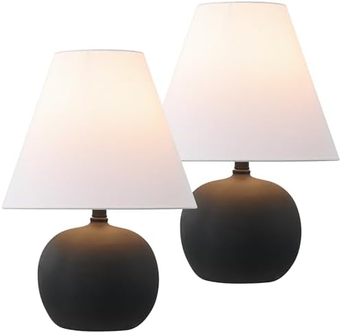 JONATHAN Y Asher 18.25" Gourd LED Table Lamp, Matte Black, Set of 2