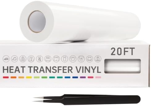 VinylRus Heat Transfer Vinyl, White, 12" x 20ft