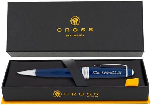 Cross Bailey Personalized Ballpoint Pen in Blue Lacquer with Chrome Trim
