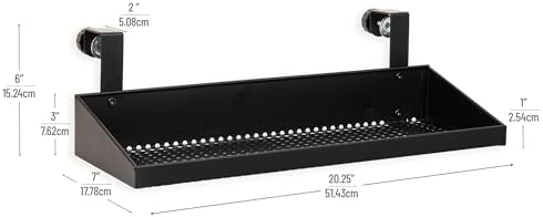 Mind Reader Hanging Cubicle Shelf, Metal Storage Organizer for Cubicle Walls up to 2 Inches Thick, 20.25" x 7", Black