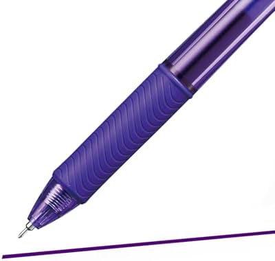 Pentel 0.5mm EnerGel-X Retractable Liquid Gel Pen with Needle Tip and Violet Ink, Box of 12 (BLN105-V)