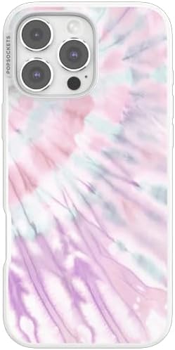 PopSockets iPhone 16 Pro Max Phone Case w/MagSafe Grip- Coastal Dye Purple | Magnetic, Wireless Charging, Camera & Drop Protection, Purple, Aura, Rainbow, Colorful