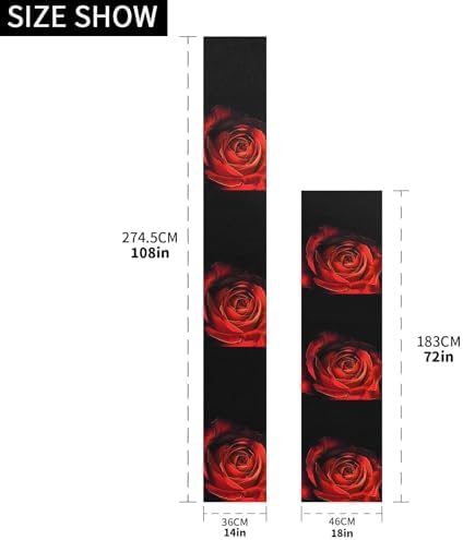 ALAZA Double-Sided Red Rose Flower on Black Table Runner 14x108 Inches Long,Table Cloth Runner for Wedding Birthday Party Kitchen Dining Home Everyday Decor