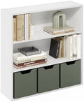 Furinno PASIR Book Shelf, 3-Tier Bookshelf with Open Storage Shelf, Standing Bookcase, 9.3 x 31.3 x 31.5, Easy Assembly, for Living Room, Bedroom, Home Office, White