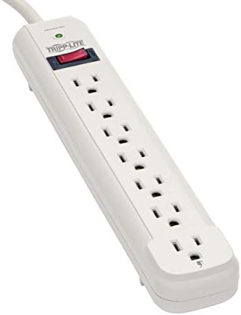 Tripp Lite 7 Outlet Surge Protector Power Strip, Extra Long Cord 25 ft., 1080 Joules, Lifetime Limited Warranty & $25K Insurance (TLP725) Light Gray