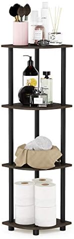 Furinno Turn-N-Tube Toolless 4-Tier Storage Shelves, Dark Brown Grain
