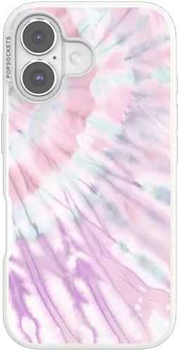 PopSockets iPhone 16 Phone Case with MagSafe- Coastal Dye Purple | Magnetic, Wireless Charging, Camera & Drop Protection, Purple, Aura, Rainbow, Colorful