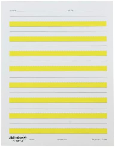 Abilitations 089661 Hi-Write Beginner Paper, Level 1, Pack of 100, Yellow/White