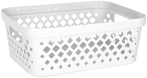 Glad Plastic Storage Basket Set, Value Pack of 6 | Open Storage Bins for Shelves, Bathroom, Pantry, Closet | Nesting Organizer Boxes with Handles, 2 Gallon, White