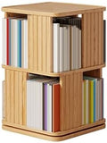 GAMAK Rotating Bookshelf 2-4 Tier Revolving Bookcase 360 Display Floor Standing Bookcase Storage Rack Wood Book Shelf Organizer for Bedroom Living Room Study Room (Color : Wood, Size : Two)