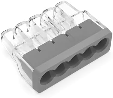 Ideal Electrical in-Sure Push-in Wire Connector, 5-Port (30-1087J), Jar of 200—Color Coded No-Twist Connectors for Solid and Stranded Wires